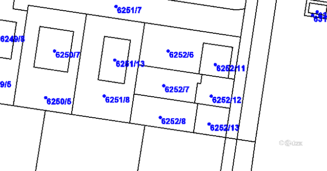 Parcela st. 6252/7 v KÚ Prostějov, Katastrální mapa