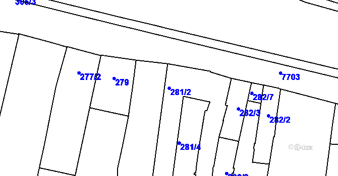 Parcela st. 281/2 v KÚ Prostějov, Katastrální mapa