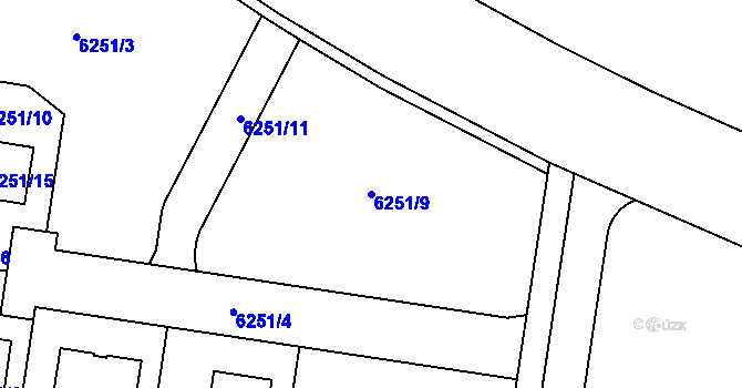 Parcela st. 6251/9 v KÚ Prostějov, Katastrální mapa