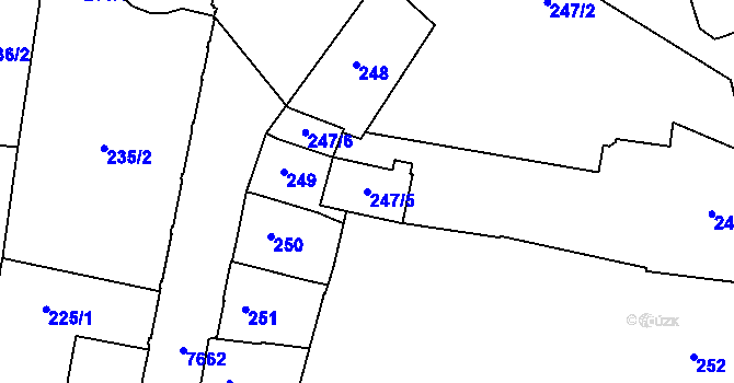 Parcela st. 247/5 v KÚ Prostějov, Katastrální mapa