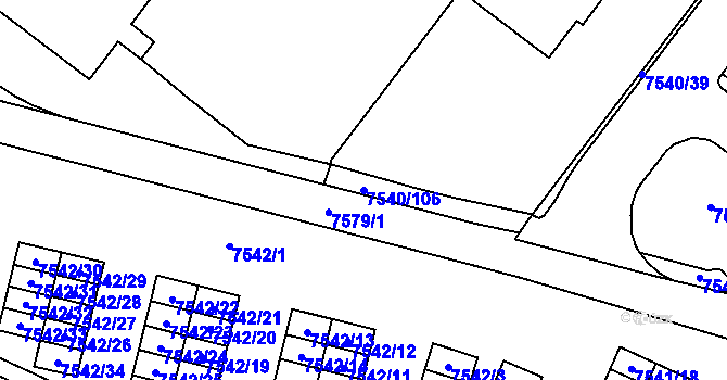 Parcela st. 7540/106 v KÚ Prostějov, Katastrální mapa