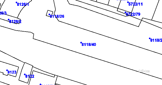 Parcela st. 8118/40 v KÚ Prostějov, Katastrální mapa