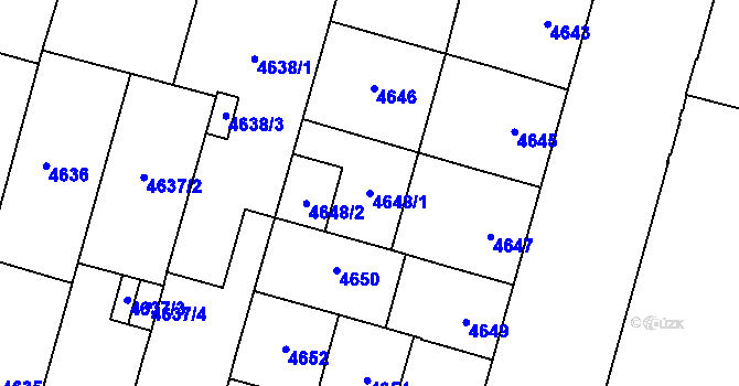 Parcela st. 4648/1 v KÚ Prostějov, Katastrální mapa