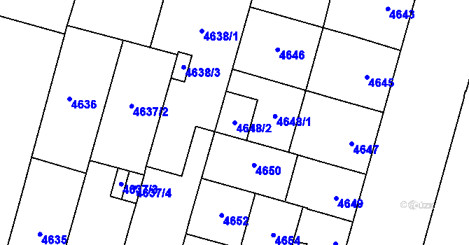 Parcela st. 4648/2 v KÚ Prostějov, Katastrální mapa