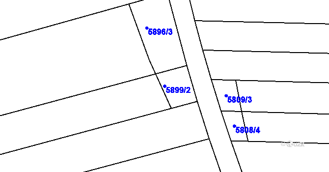 Parcela st. 5899/2 v KÚ Prostějov, Katastrální mapa