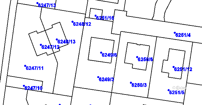 Parcela st. 6249/6 v KÚ Prostějov, Katastrální mapa