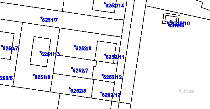 Parcela st. 6252/11 v KÚ Prostějov, Katastrální mapa