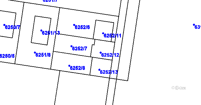 Parcela st. 6252/12 v KÚ Prostějov, Katastrální mapa
