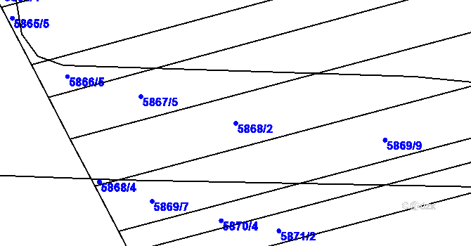 Parcela st. 5868/2 v KÚ Prostějov, Katastrální mapa