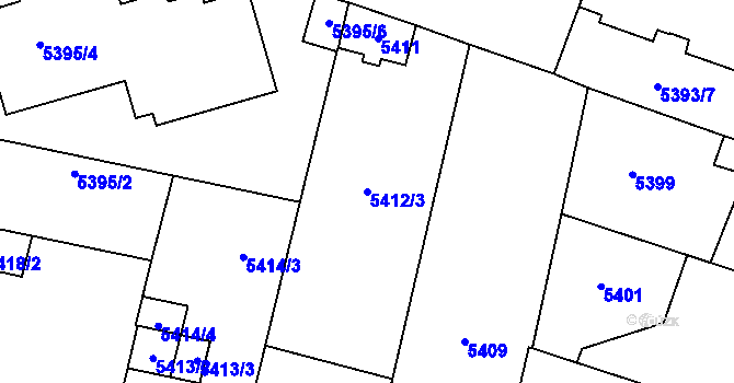 Parcela st. 5412/3 v KÚ Prostějov, Katastrální mapa