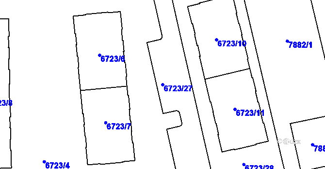 Parcela st. 6723/27 v KÚ Prostějov, Katastrální mapa