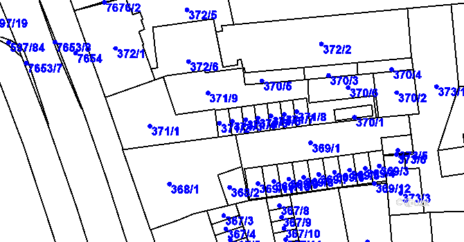 Parcela st. 371/3 v KÚ Prostějov, Katastrální mapa