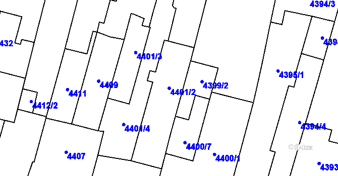 Parcela st. 4401/2 v KÚ Prostějov, Katastrální mapa