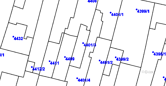 Parcela st. 4401/3 v KÚ Prostějov, Katastrální mapa
