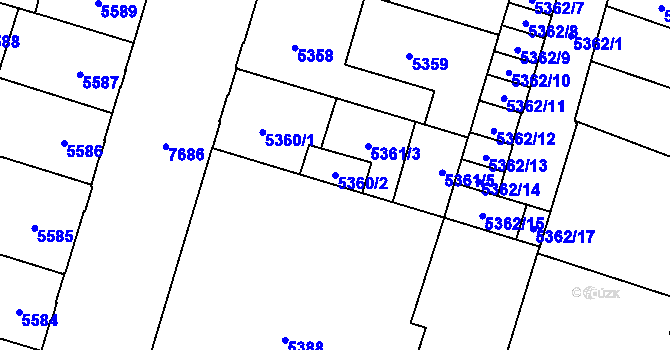 Parcela st. 5360/2 v KÚ Prostějov, Katastrální mapa