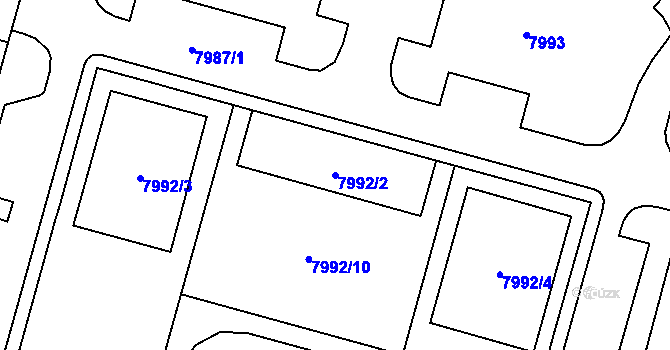 Parcela st. 7992/2 v KÚ Prostějov, Katastrální mapa
