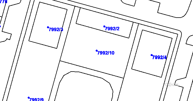 Parcela st. 7992/10 v KÚ Prostějov, Katastrální mapa