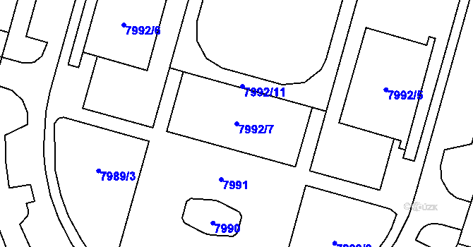 Parcela st. 7992/7 v KÚ Prostějov, Katastrální mapa
