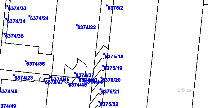 Parcela st. 6375/18 v KÚ Prostějov, Katastrální mapa