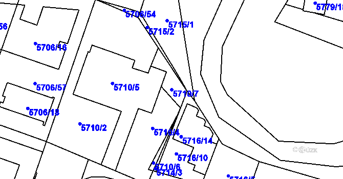 Parcela st. 5710/7 v KÚ Prostějov, Katastrální mapa