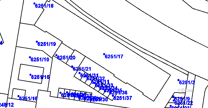 Parcela st. 6251/17 v KÚ Prostějov, Katastrální mapa