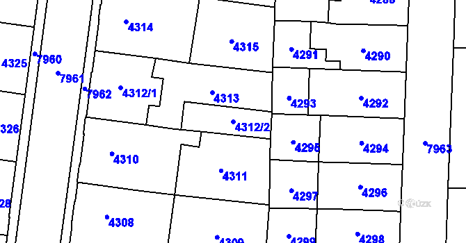 Parcela st. 4312/2 v KÚ Prostějov, Katastrální mapa