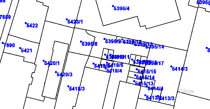 Parcela st. 5395/10 v KÚ Prostějov, Katastrální mapa