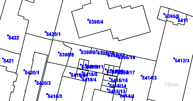 Parcela st. 5395/12 v KÚ Prostějov, Katastrální mapa