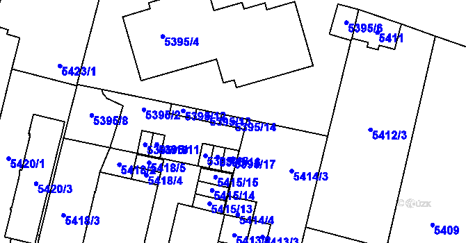 Parcela st. 5395/14 v KÚ Prostějov, Katastrální mapa