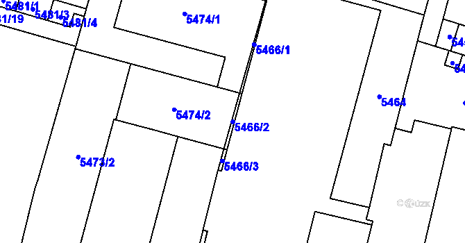 Parcela st. 5466/2 v KÚ Prostějov, Katastrální mapa