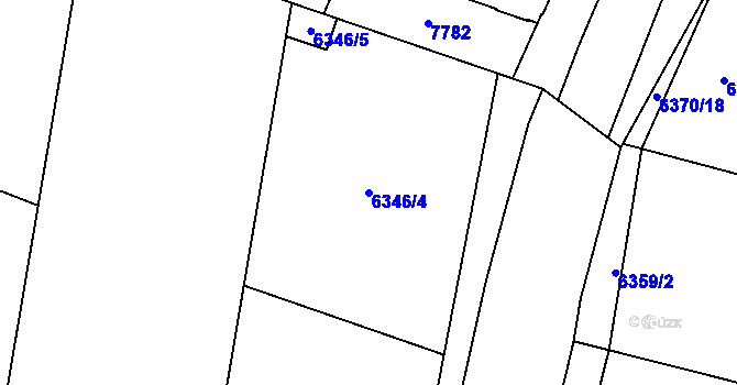Parcela st. 6346/4 v KÚ Prostějov, Katastrální mapa
