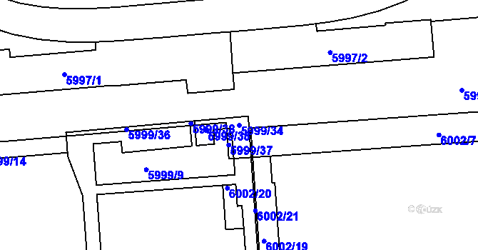 Parcela st. 5999/34 v KÚ Prostějov, Katastrální mapa