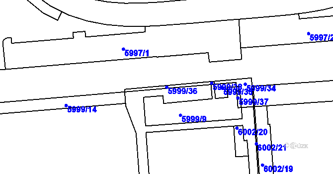 Parcela st. 5999/36 v KÚ Prostějov, Katastrální mapa