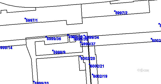 Parcela st. 5999/37 v KÚ Prostějov, Katastrální mapa