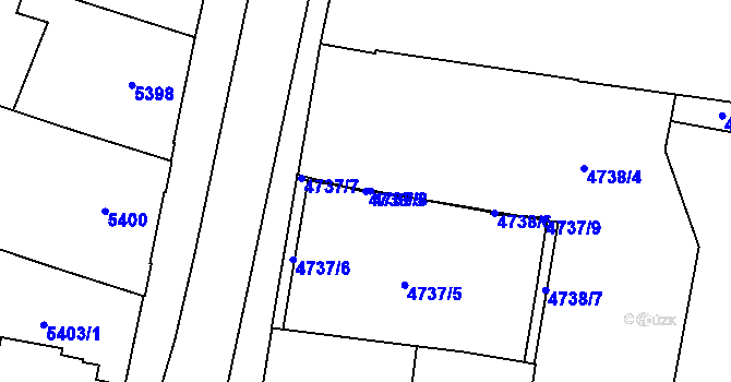 Parcela st. 4738/5 v KÚ Prostějov, Katastrální mapa