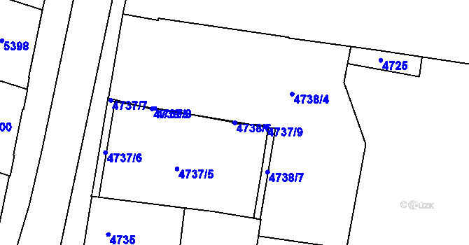 Parcela st. 4738/6 v KÚ Prostějov, Katastrální mapa