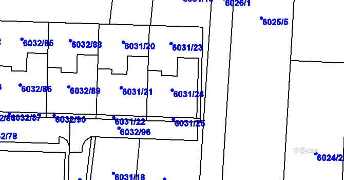 Parcela st. 6031/24 v KÚ Prostějov, Katastrální mapa