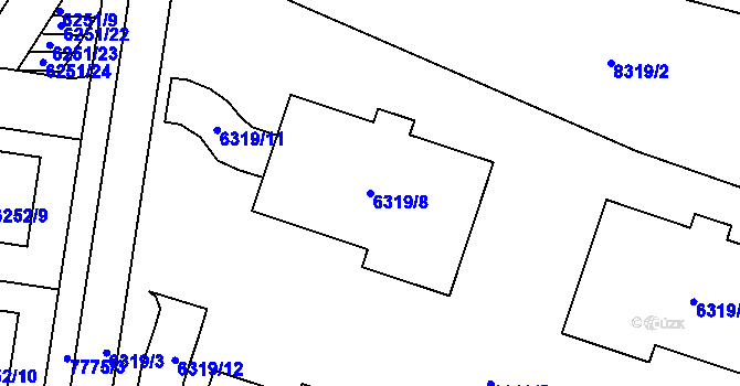 Parcela st. 6319/8 v KÚ Prostějov, Katastrální mapa
