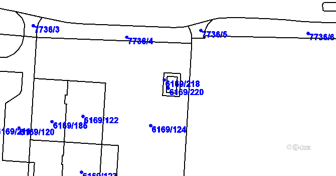 Parcela st. 6169/220 v KÚ Prostějov, Katastrální mapa