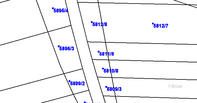 Parcela st. 5811/8 v KÚ Prostějov, Katastrální mapa