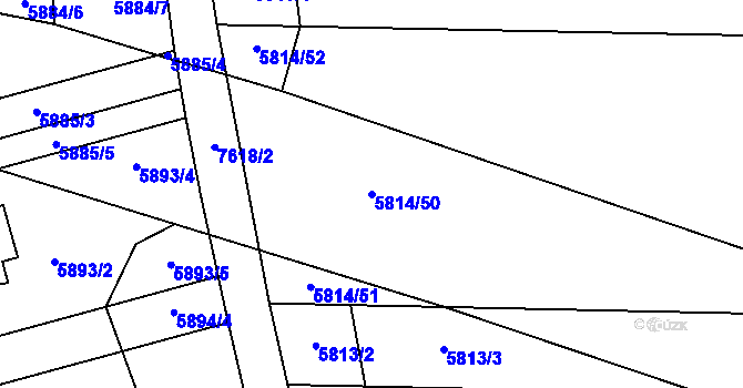 Parcela st. 5814/50 v KÚ Prostějov, Katastrální mapa