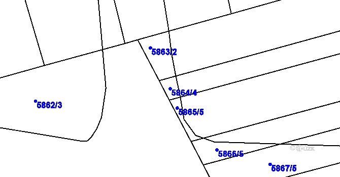 Parcela st. 5864/4 v KÚ Prostějov, Katastrální mapa