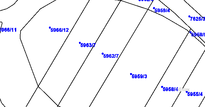 Parcela st. 5962/7 v KÚ Prostějov, Katastrální mapa
