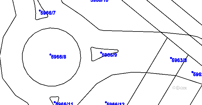 Parcela st. 5966/9 v KÚ Prostějov, Katastrální mapa