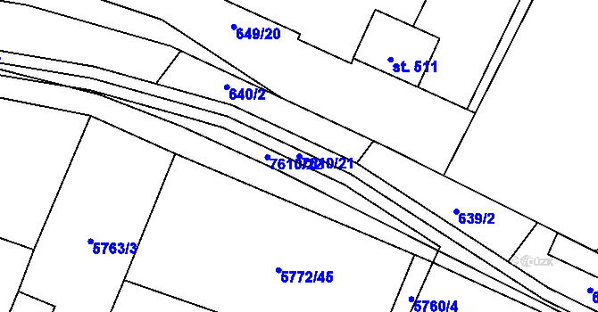 Parcela st. 7610/21 v KÚ Prostějov, Katastrální mapa
