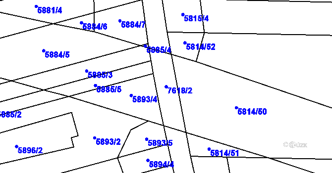 Parcela st. 7618/2 v KÚ Prostějov, Katastrální mapa