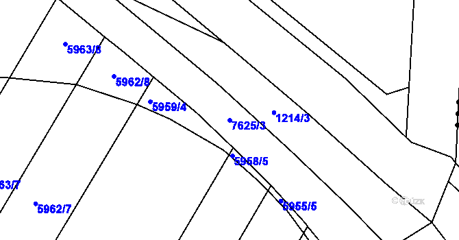 Parcela st. 7625/3 v KÚ Prostějov, Katastrální mapa