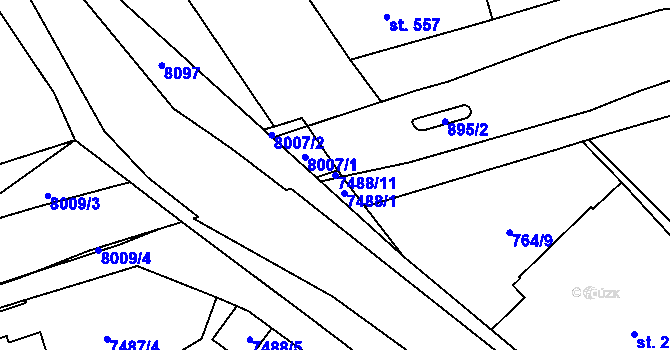 Parcela st. 7488/11 v KÚ Prostějov, Katastrální mapa