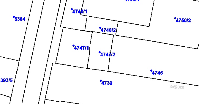 Parcela st. 4747/2 v KÚ Prostějov, Katastrální mapa