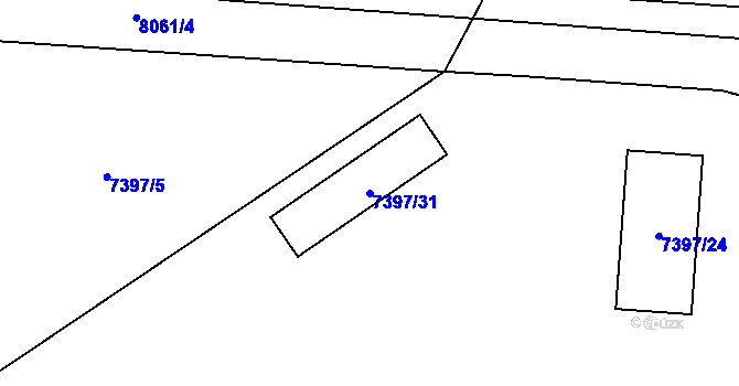 Parcela st. 7397/31 v KÚ Prostějov, Katastrální mapa
